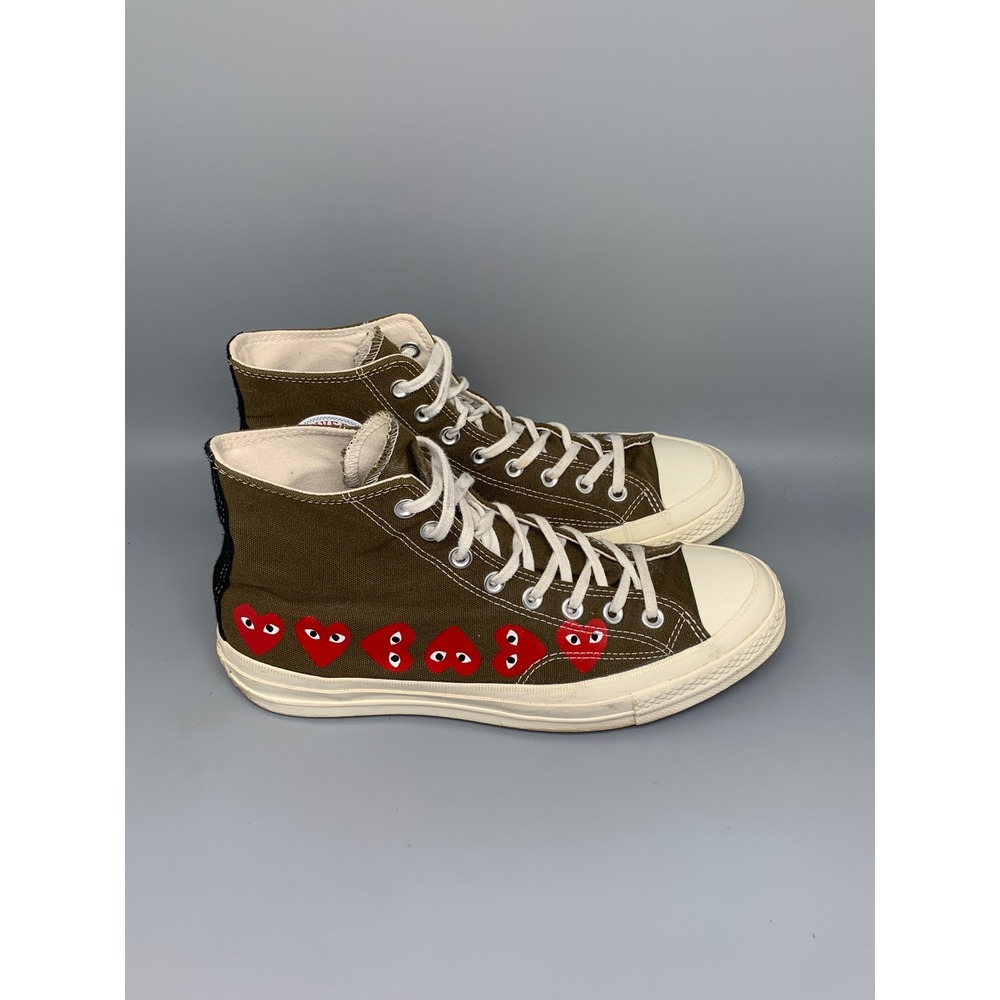 Converse x Comme des Garcons PLAY Chuck 70 High Top Khaki 162973C Womens Sz 10.5